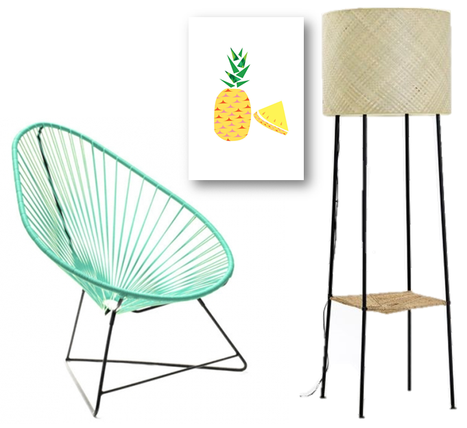 fauteuil acapulco vert menthe affiche ananas lampe deco tropicale tropicool Blog Joli Place
