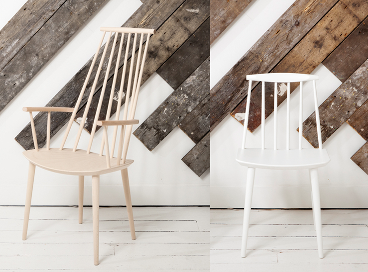 fauteuil en bois avec dossier a barreaux naturel gris chaise de cuisine design scandinave annees 60 J77 et J110 Blog Joli Place