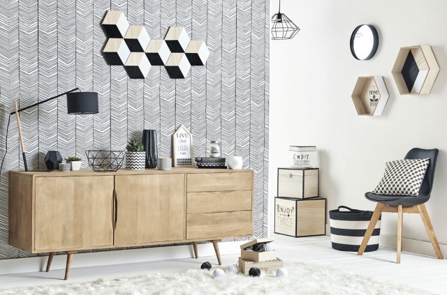 déco noir blanc bois