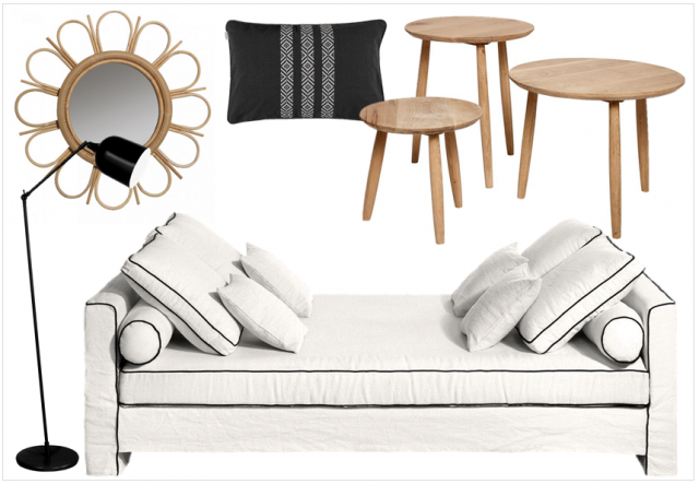 deco-salon-boho-boheme-noir-blanc-bois