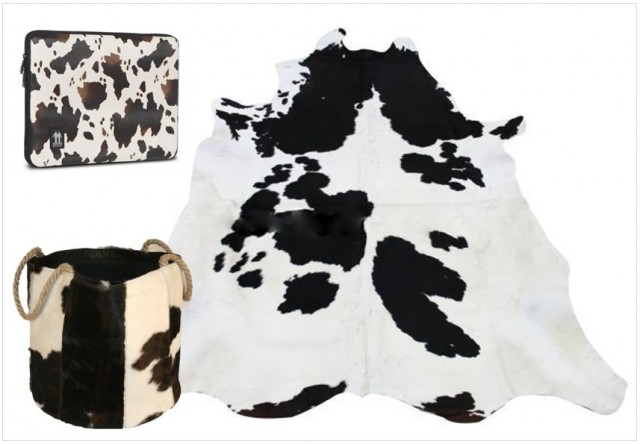 Tapis et rangement en peau de vache