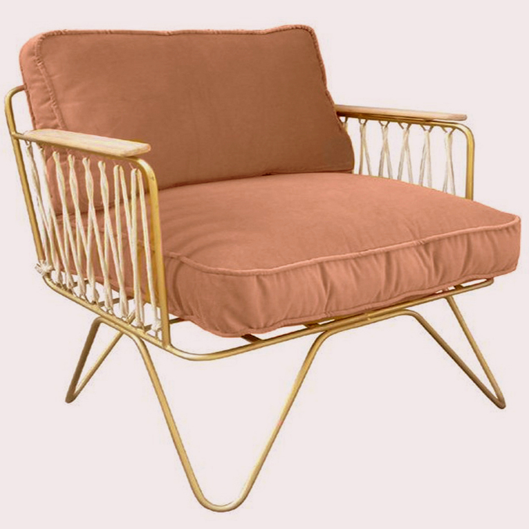 fauteuil velours rose