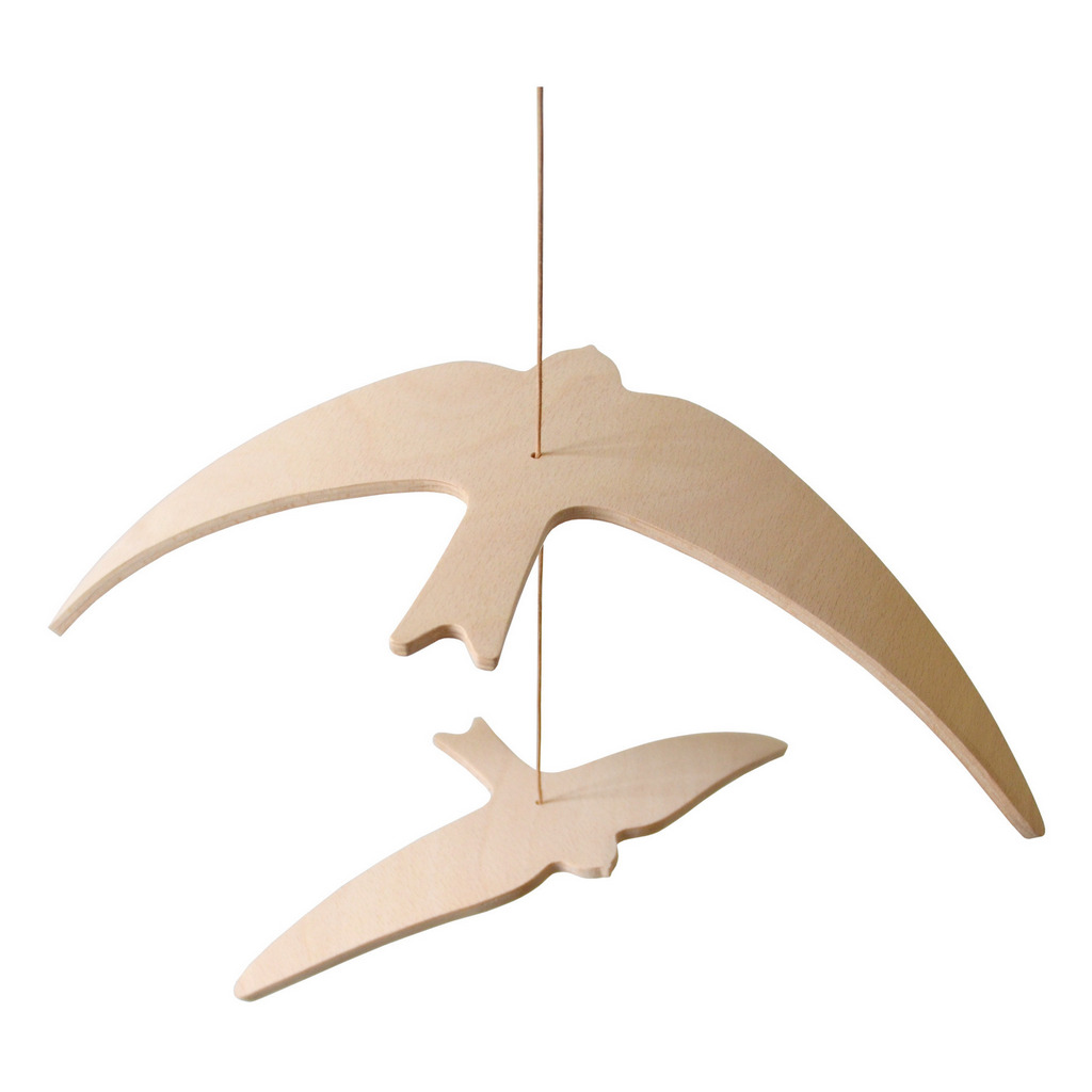 mobile hirondelles en bois