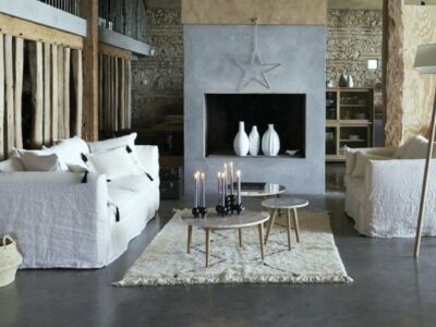 salon noir blanc bois