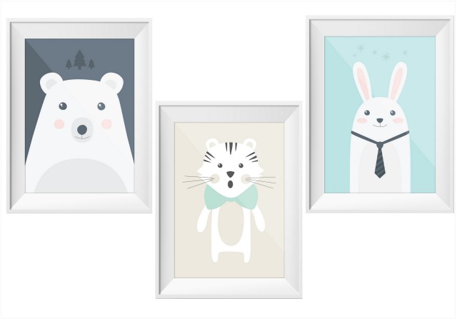 affiche-chambre-enfant-ours-lapin-chat-etsy