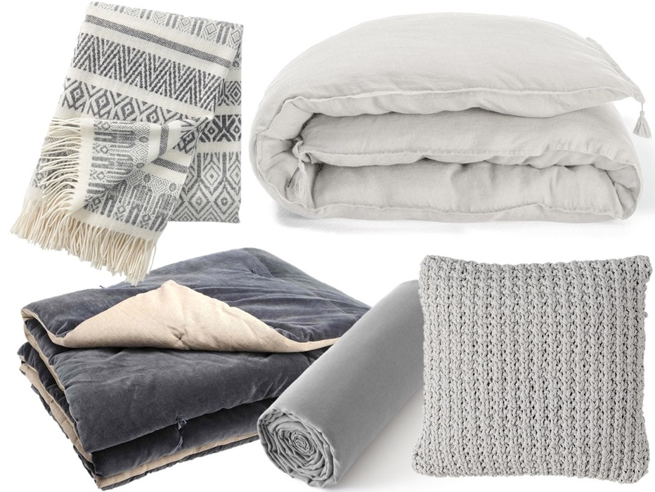 Linge de lit gris