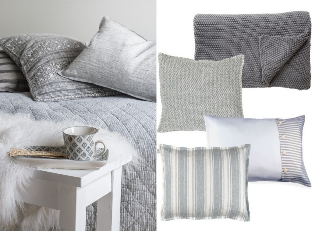 Linge de lit gris