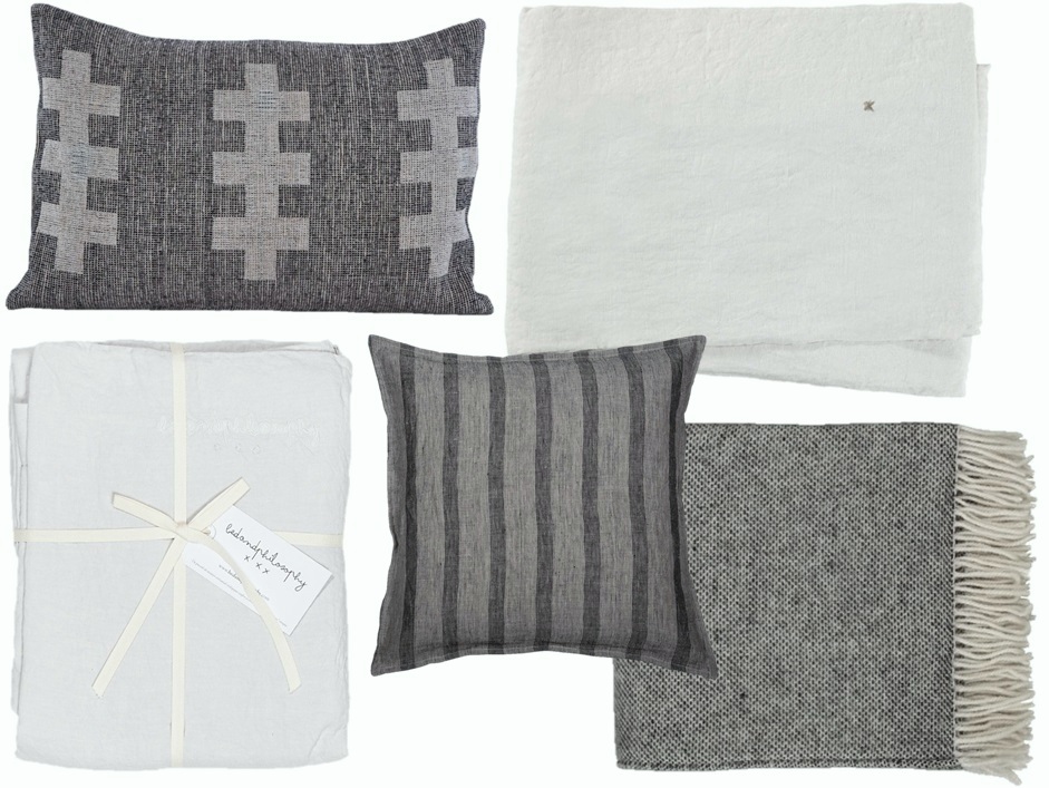 Linge de lit gris