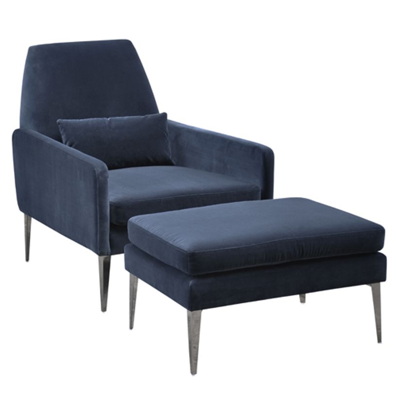 fauteuil velours bleu marine