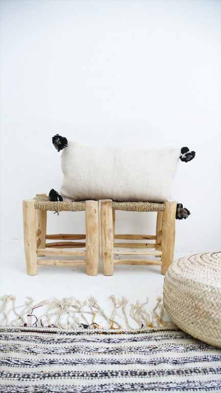 coussin marocain noir et blanc