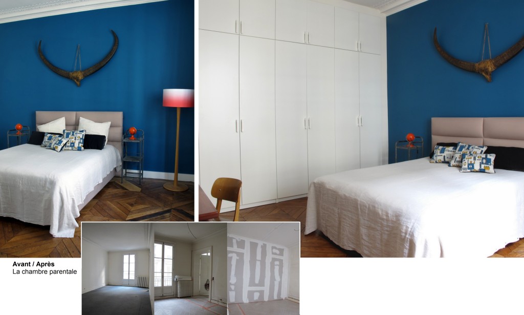 Chambre mur bleu