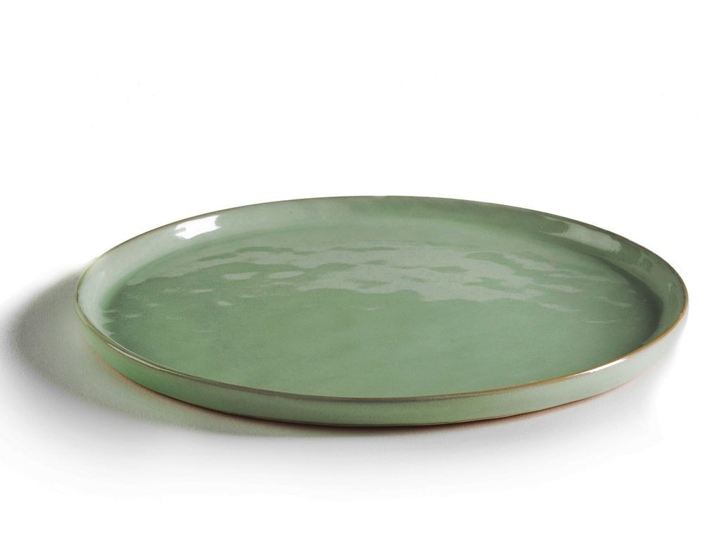 assiette en grès vert