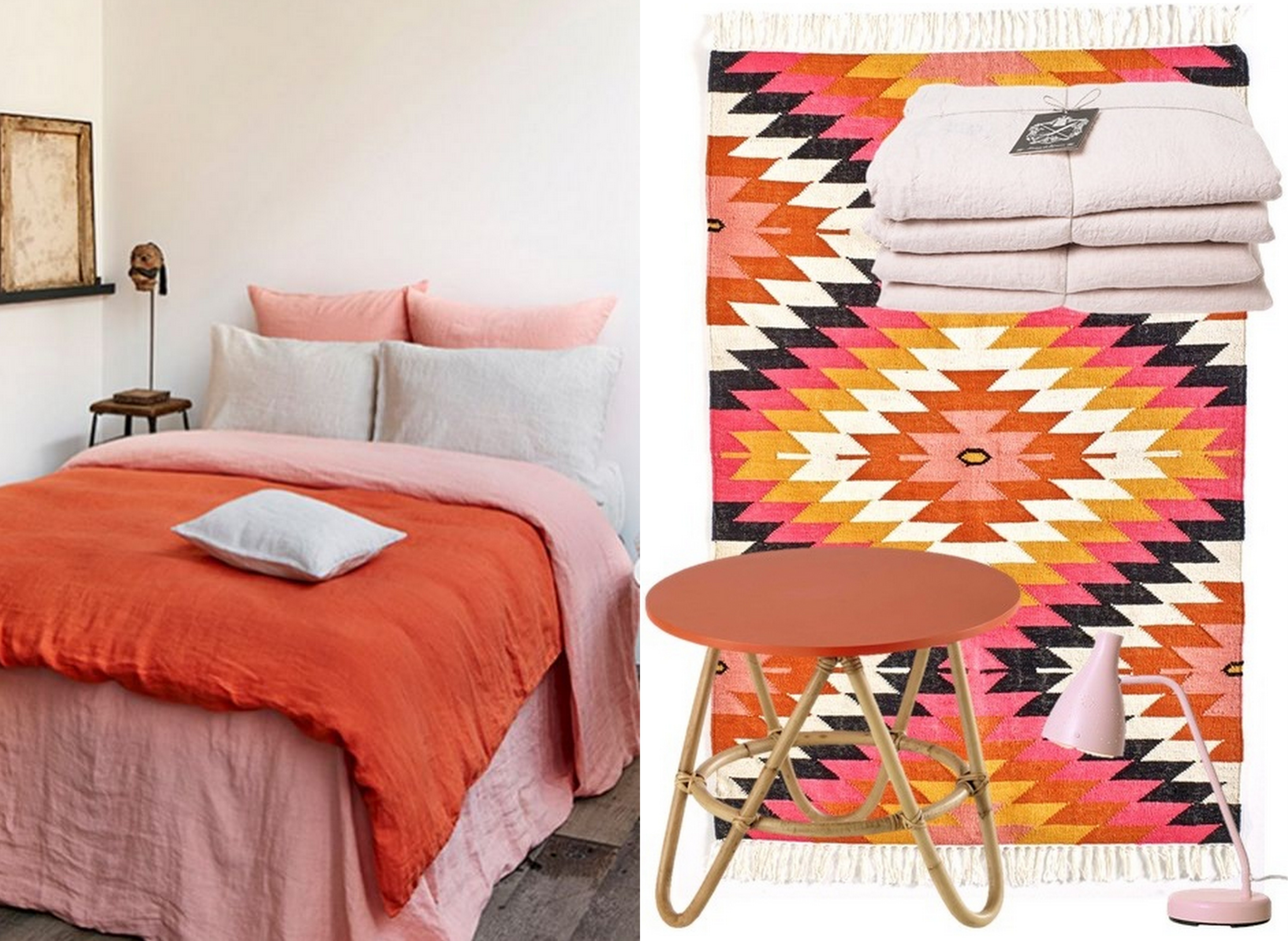 chambre orange et rose