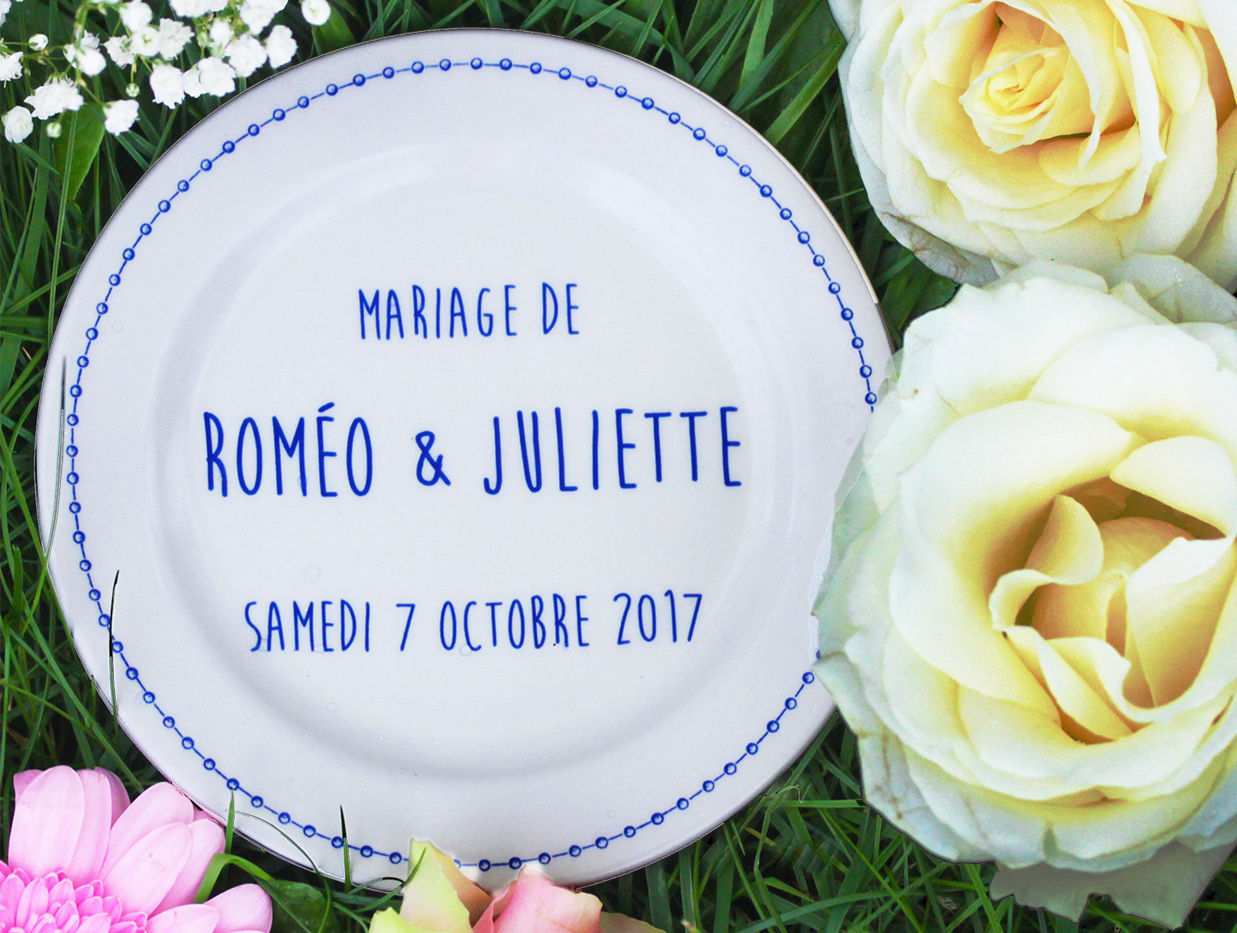 assiette personnalisable mariage