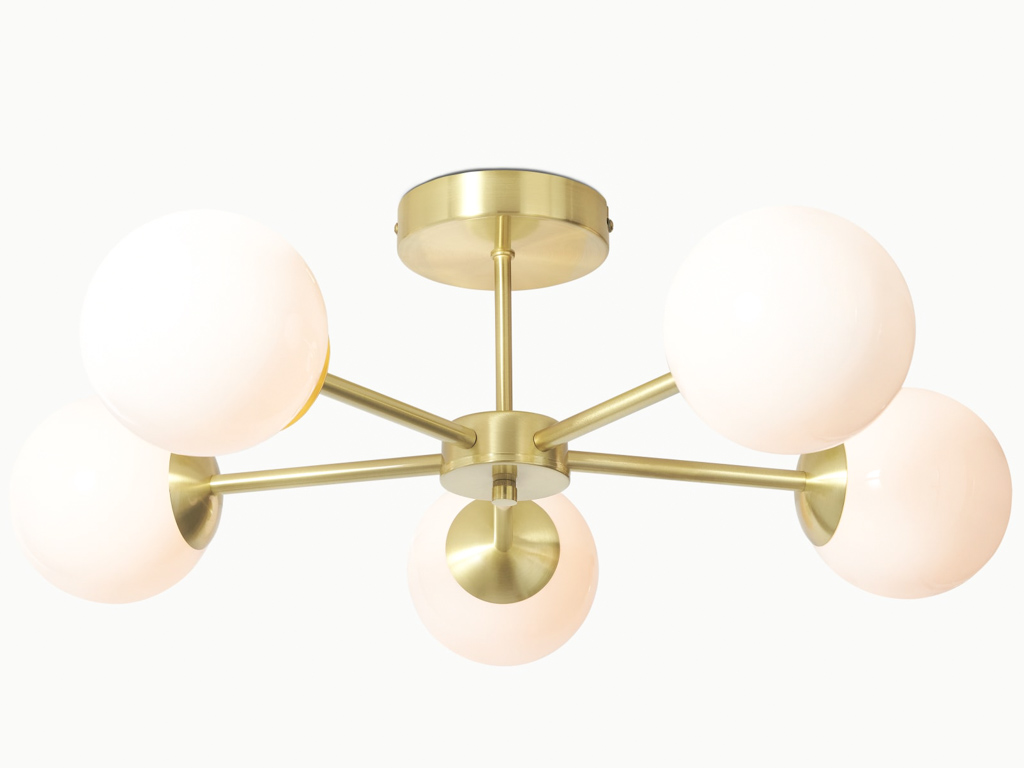 lustre globe opaline et laiton