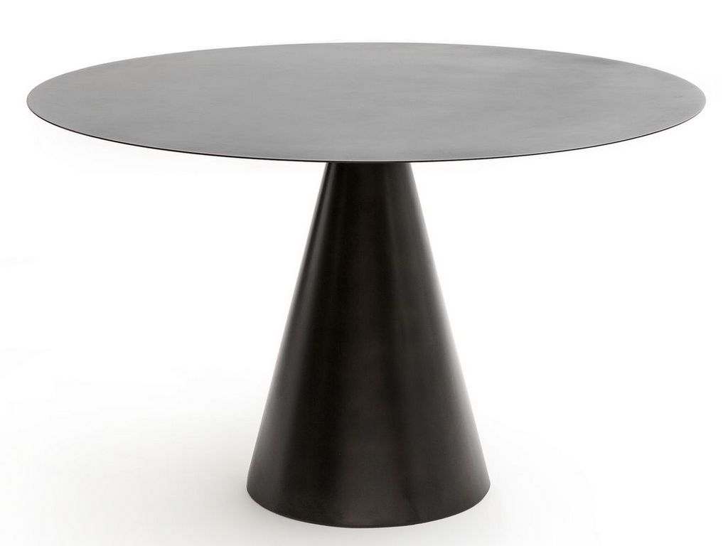 Table ronde pied central métal noir