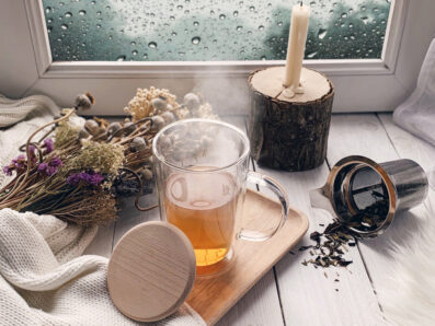 mug en verre avec couvercle