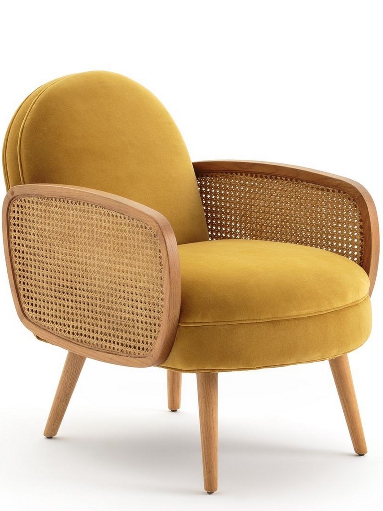 fauteuil jaune en cannage