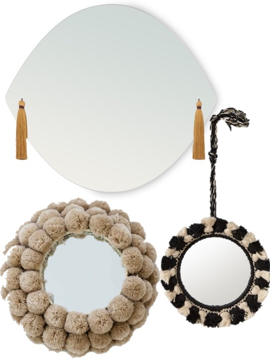 Miroir frange et pompons