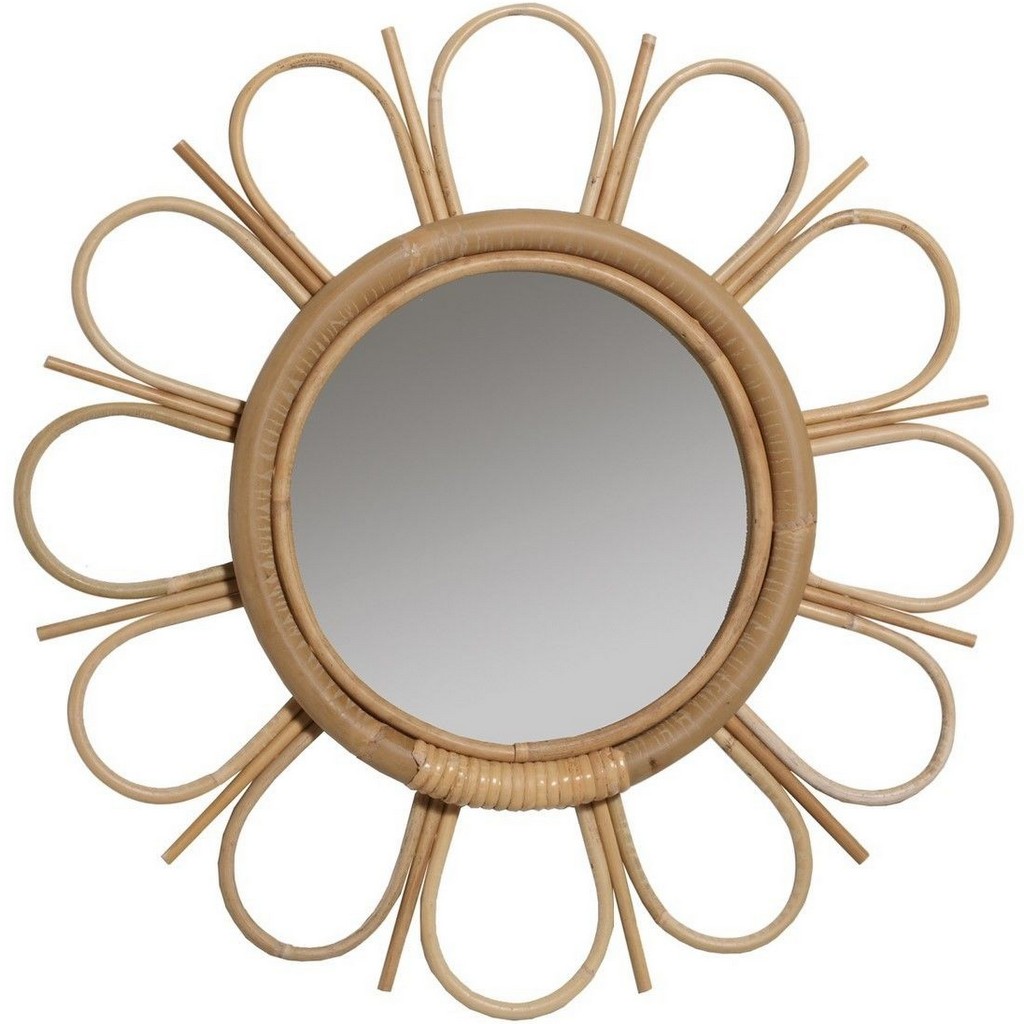 miroir rotin fleur
