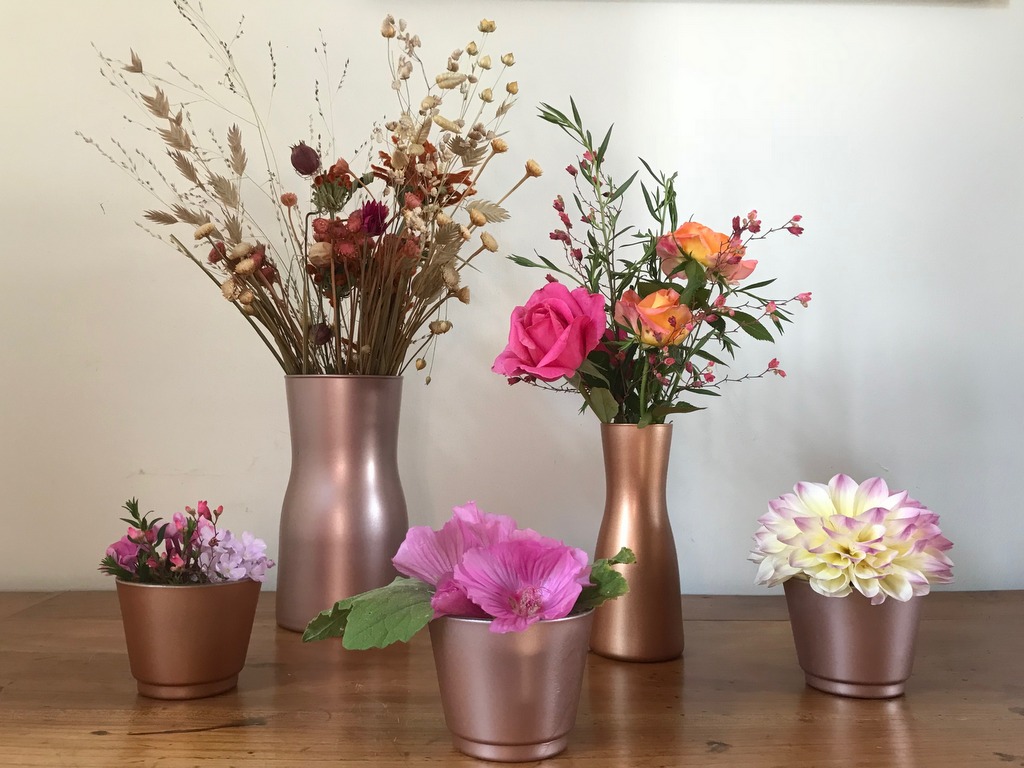 DIY vase cuivre et or