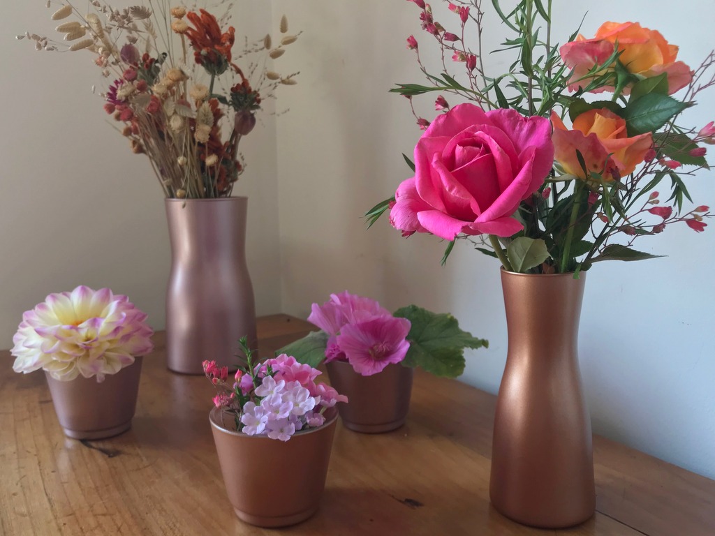 vases cuivrés et dorés DIY