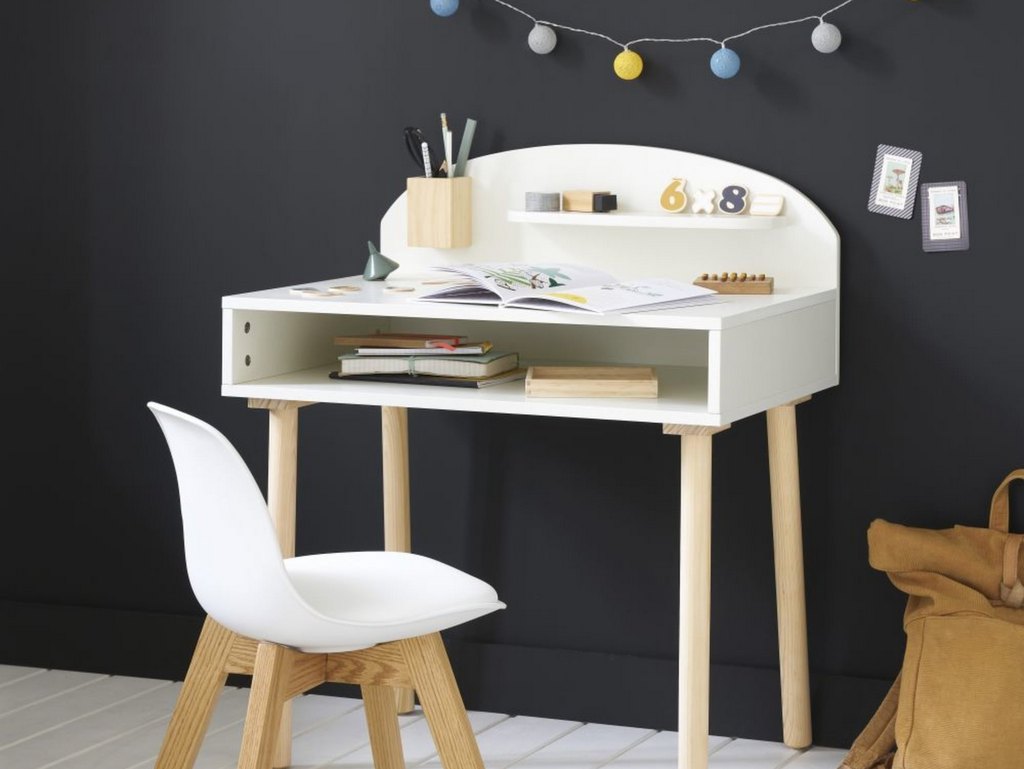 bureau enfant bois et blanc