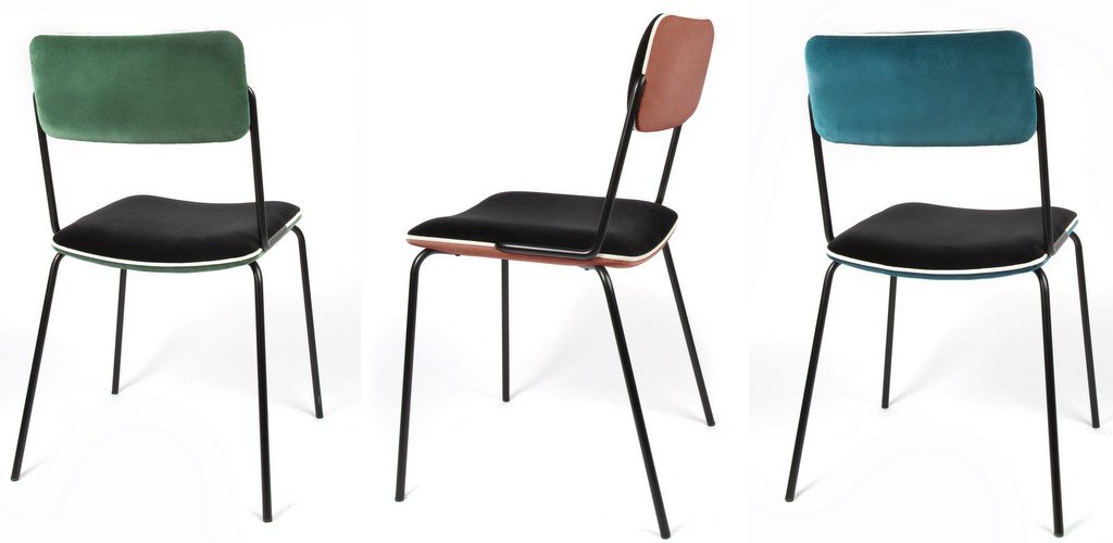 chaises en velours dépareillées