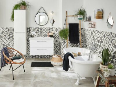 Salle de bain Carreaux de ciment noir et blanc - Joli Place