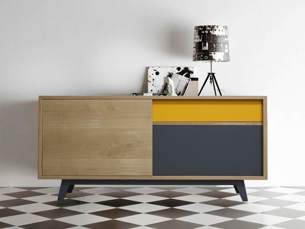 buffet vintage bois et couleur