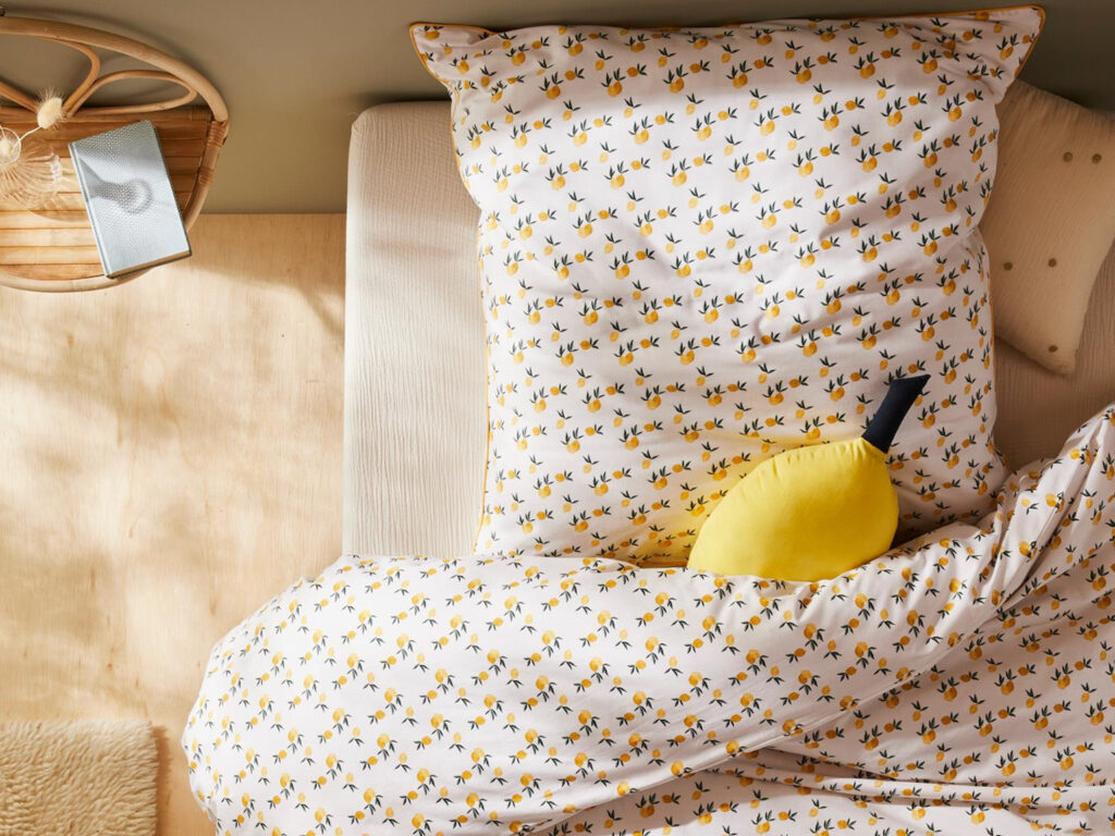 linge de lit motif citron