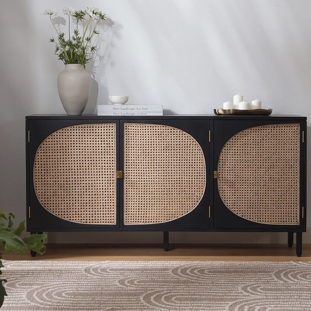 buffet en cannage noir