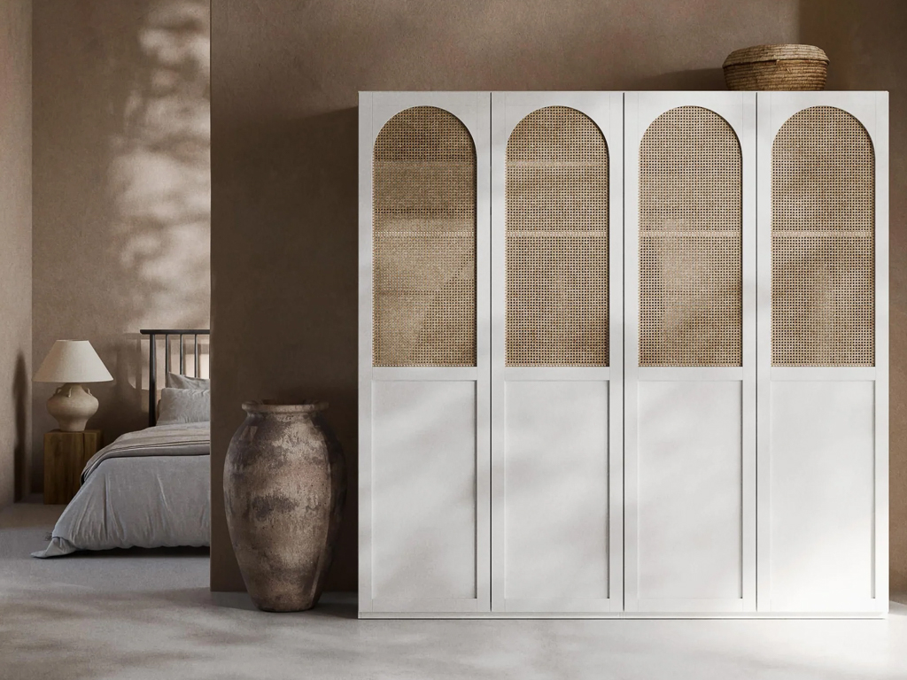 armoire cannage arche et blanc