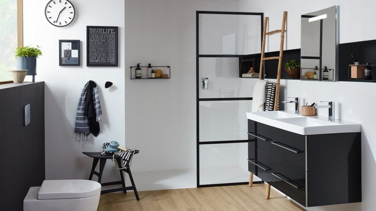 Salle De Bain Gris Blanc Et Bois Une salle de bain en noir et bois |