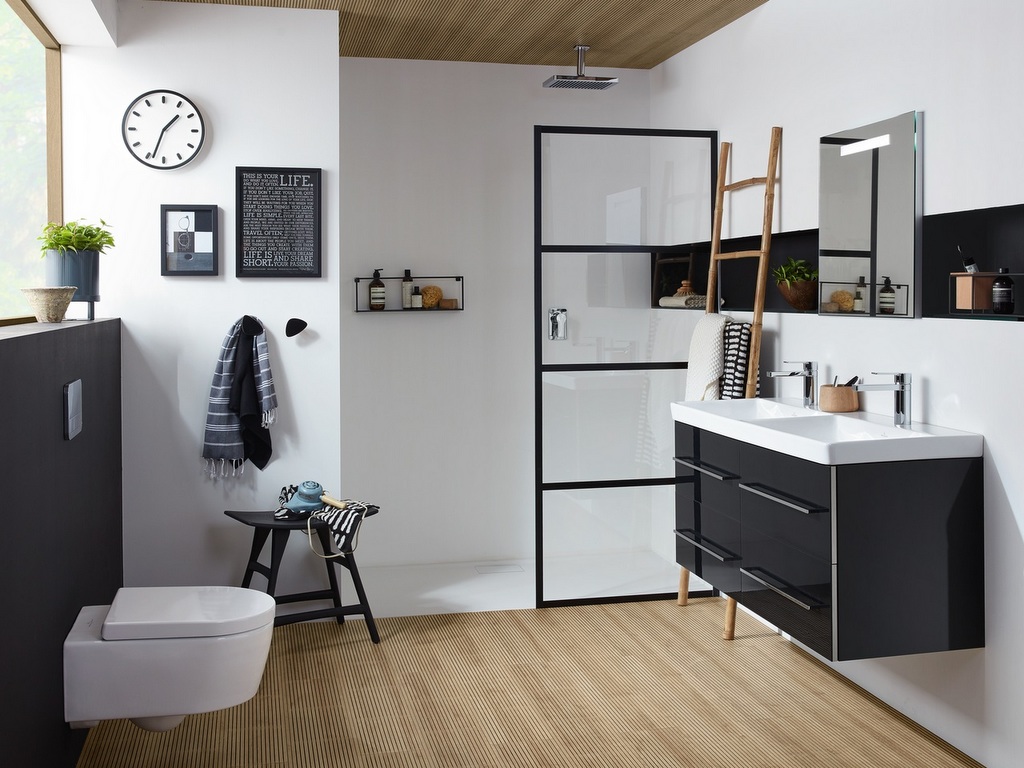 Des Inspirations Pour Une Salle De Bain En Noir Et Bois