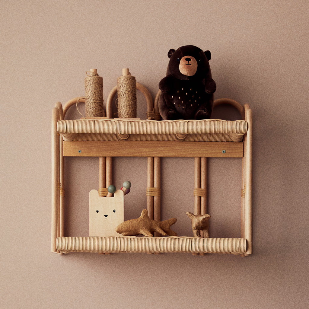 étagère murale en rotin