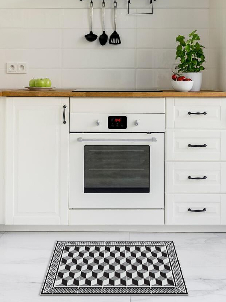 tapis de cuisine vinyle carreaux de ciment
