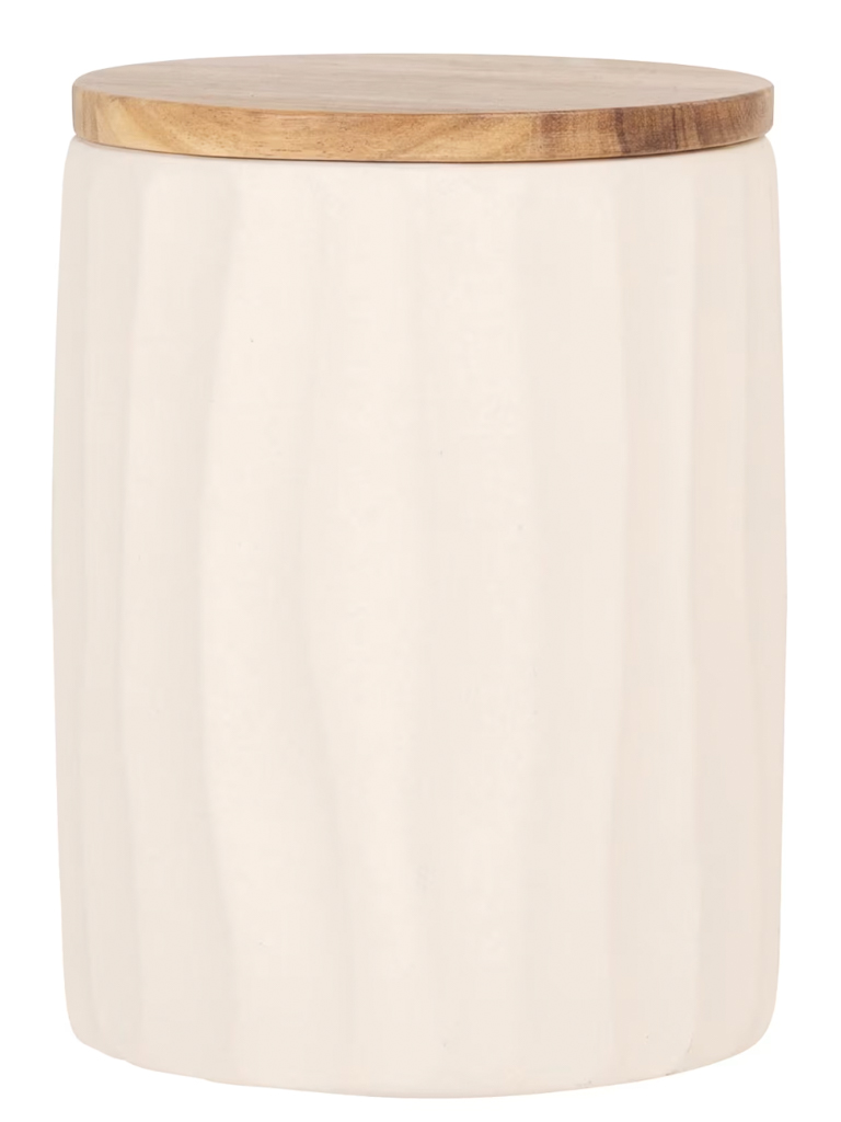 bocal design en céramique blanc et bois