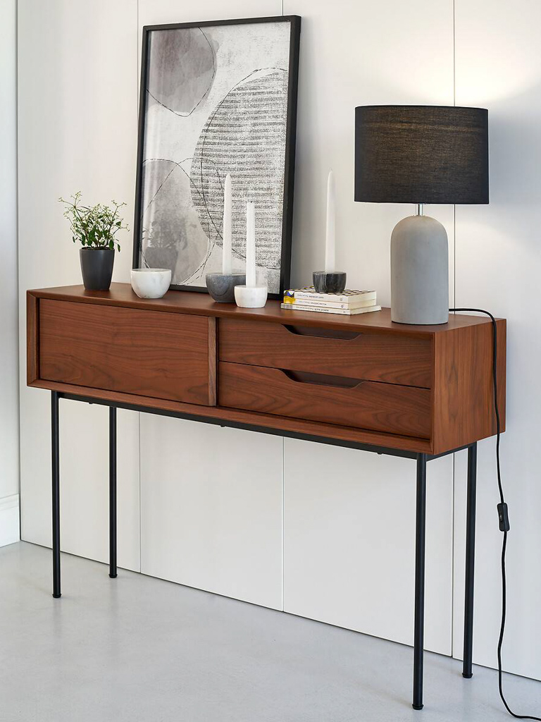 console d'entrée en noyer