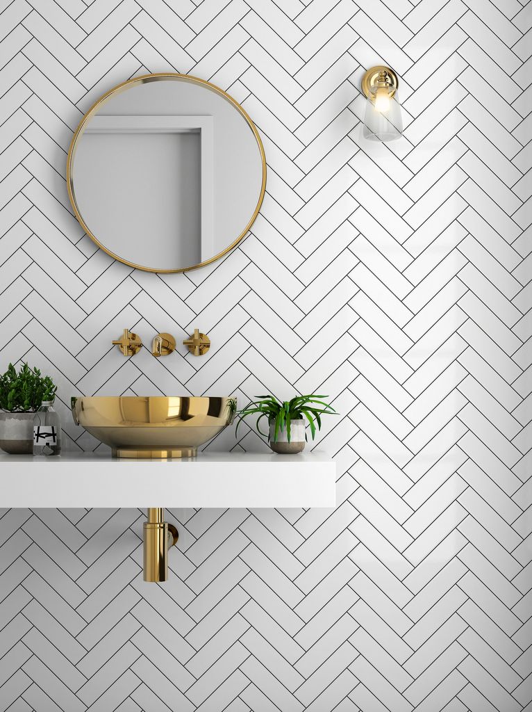 carrelage chevrons salle de bain