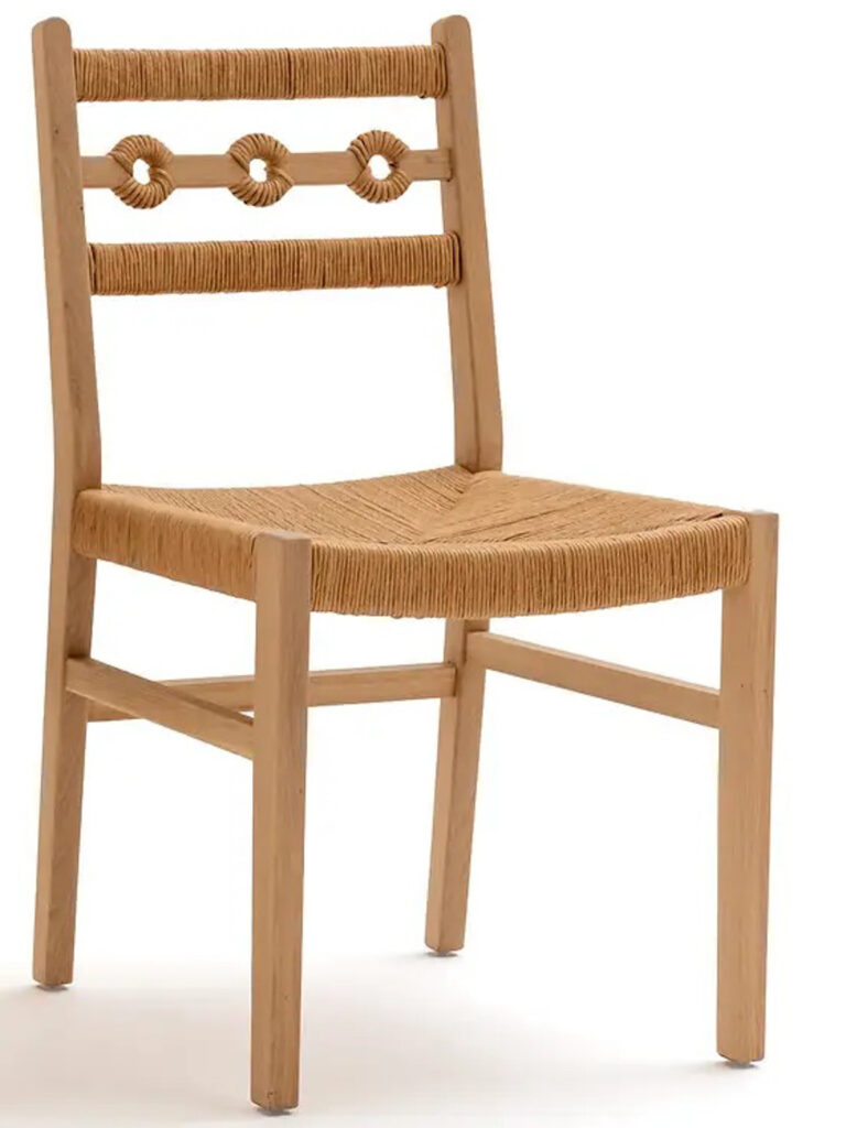 chaise bois et paillage design