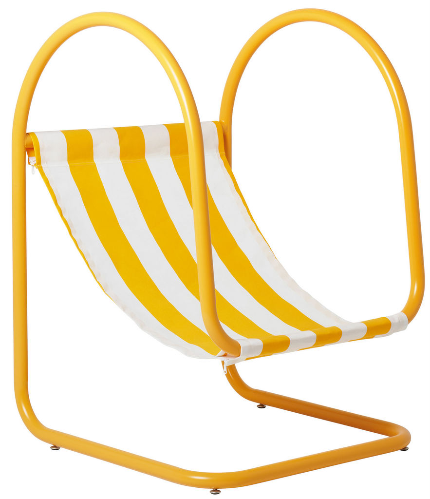 fauteuil de jardin rayé jaune et blanc