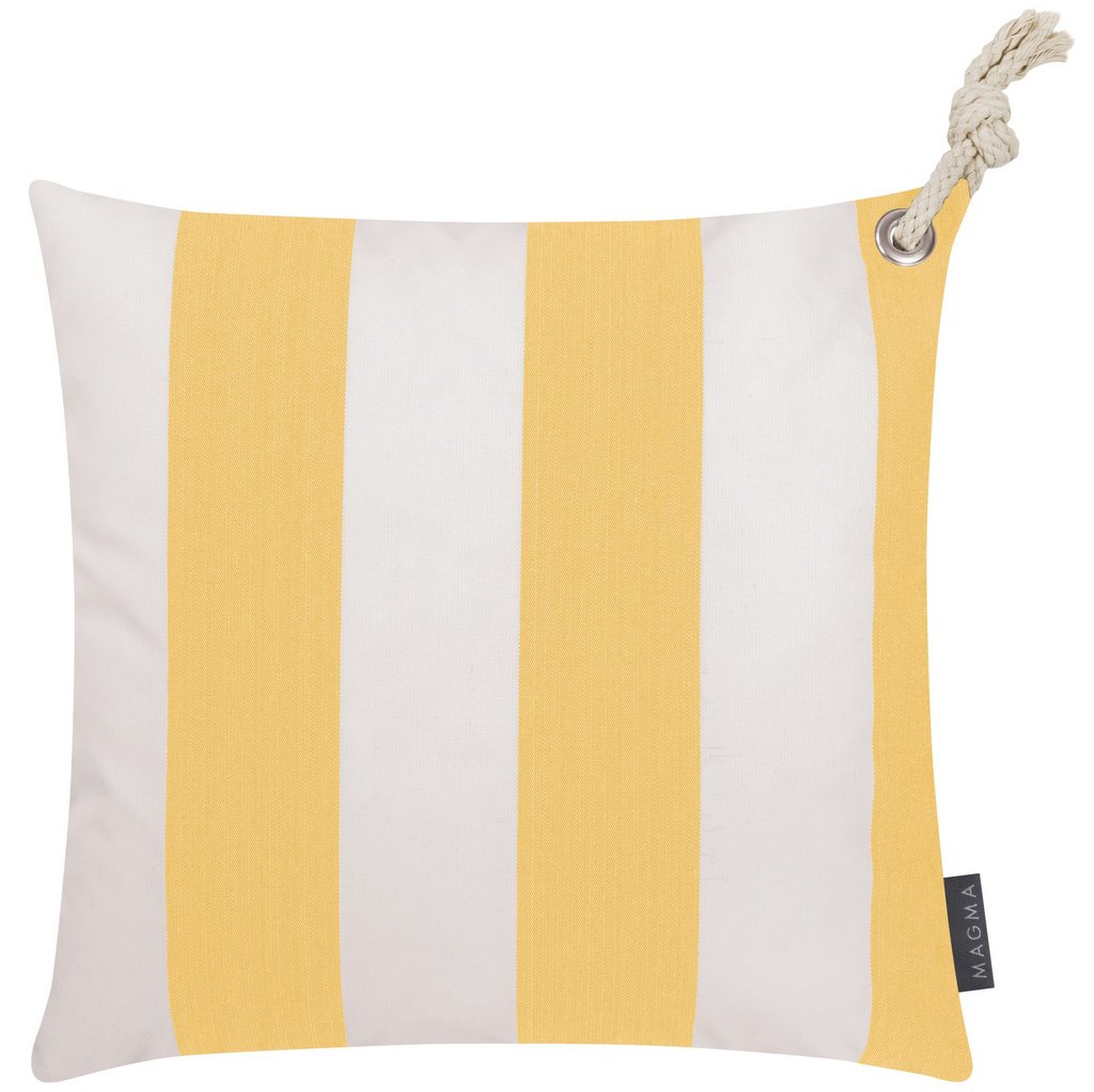 coussin extérieur rayé jaune blanc