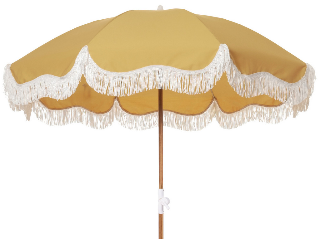 parasol jaune à franges