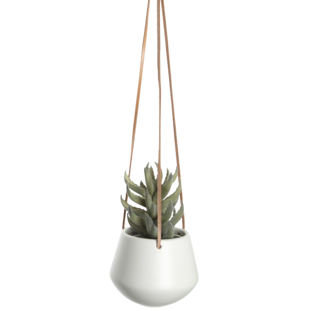 pot suspendu en céramique blanche