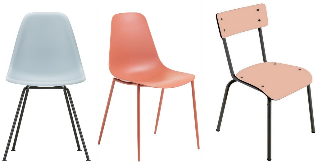 chaises dépareillées couleur