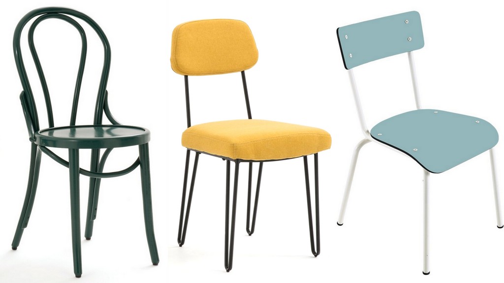 chaises dépareillées couleur