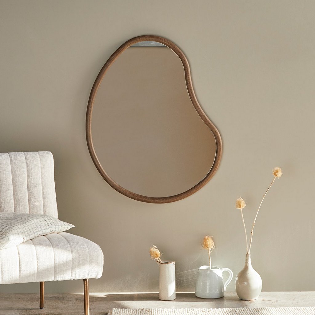 miroir forme organique bois