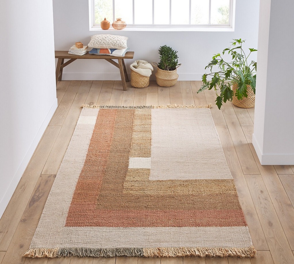 tapis entrée terracotta et beige