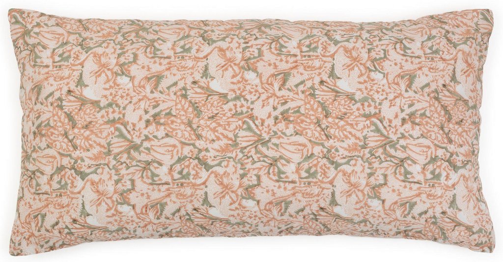 coussin long fleuri